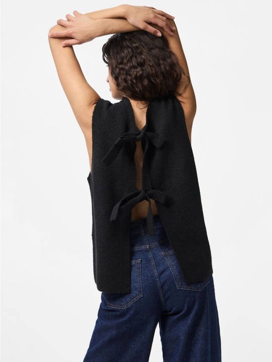 Wilfred Sweaters - Wilfred Black Open-Back Bow Tie Knit Sweater Vest